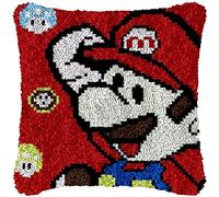 ROCKY&CHAO Kit de boutons - Housse de coussin et tapis à boutons à faire soi-même (sans garnissage), 43 x 43 cm, kit de crochet pour adultes, décoration d'intérieur à faire soi-même, gris