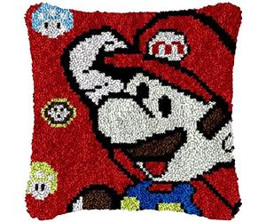 ROCKY&CHAO Kit de crochet - Housse de coussin et tapis noué à faire soi-même (sans rembourrage de coussin) - 43 x 43 cm - Kit de crochet pour adultes et enfants - Décoration d'intérieur - Gris