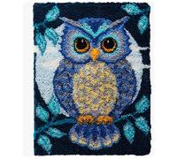 ROCKY&CHAO Kit de Tapis à Crochet à Nouer DIY pour Adultes et Enfants - Point de Croix, Fabrication et Décoration de La Maison - 50x38cm (Hibou)