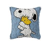 ROCKY&CHAO Kit Tapis au Point noué its de Crochet de Verrouillage for Adultes Débutants Bricolage Cadeaux faits à la main Point de croix Kit créatif 43cm x 43cm(Snoopy)