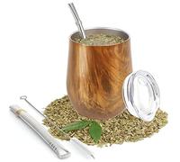 ROCKY&CHAO Kit Tasse à Maté | Yerba Mate En Acier Inoxydable | Calebasse Naturelle + Paille Bombilla + Goupillon | Tasse Maté Set Pour Boire Le Maté De Yerba