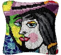 ROCKY&CHAO Kits de Crochet de Loquet - Housse de Coussin 43,2 x 43,2 cm, Kits de Broderie, Tapis à Broder