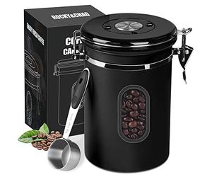 ROCKY&CHAO Pot à Café Hermétique en Acier Inoxydable Récipient à Grains de Café de 1,8 L Pot de Stockage pour Le Thé, Les Noix, Le Cacao, Plus Longtemps et Rester Frais