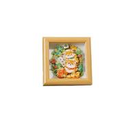 Rocky Green Art Style Cadre photo carré creux de 8,9 cm - Mini cadre photo en verre fait à la main pour loisirs créatifs, affichage de table, décoration d'intérieur (blanc/noyer) (couleur bûche, 10,2