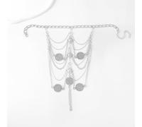 Rocky Green Bracelet de cheville exotique à franges superposées avec motif feuille - Chaîne de pied bohème réglable pour femme, bijoux de cosplay royal (paire) (argent)