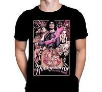 Rocky Horror Collage Mens Tshirt Classic Horror Movie Print, Black Graphic T-Shirt, Film Poster Tee Hemden(Medium)