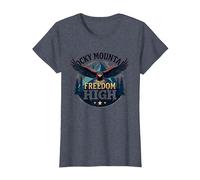 Rocky Mountain Freedom High T-Shirt, Femme, Bleu Chiné, 3XL