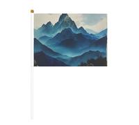 Rocky Mountain Lot de 6 drapeaux à main et 10 bâtons de drapeau pour défilé, fête, bar, anniversaire
