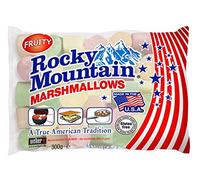 Rocky Mountain Marshmallows Fruity 2 pack, bonbons américains traditionnels colorés à rôtir sur un feu de camp, à griller ou à cuire, saveur fruitée, 2 x 300g