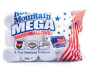 Rocky Mountain Marshmallows MEGA 340g, bonbons américains traditionnels à rôtir sur le feu de camp, à griller ou à cuire au four, 1x340g