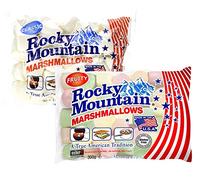 Rocky Mountain Marshmallows Tasting Set Fruity & Classic, bonbons américains traditionnels colorés à rôtir sur un feu de camp, à griller ou à cuire, saveur fruitée, (2x300g)