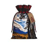 Rocky Mountain Range Impression de Noël avec cordon de serrage Cadeau festif Noël Anniversaire Sacs d'emballage Besoins d'emballage