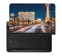 Rocky Mountain Range Porte-passeport fin avec blocage RFID et emplacements pour cartes de crédit pour femme/homme, Nuit de Las Vegas, One Size, Moderne