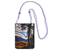 Rocky Mountain Range Sac à bandoulière imprimé pour homme et femme, mini porte-monnaie décontracté, sac de téléphone antivol pour randonnée, voyage, violet, Taille unique