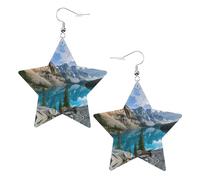 Rocky Mountains Boucles d'oreilles tendance pour femme, boucles d'oreilles pendantes célestes en forme d'étoile pour un usage polyvalent, One Size, Cuir