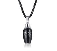 Rockyu Collier à cendres pour homme et femme - Chaîne en acier inoxydable noir - Pendentif seau de 50,8 cm - Gravé à six mots - Théorie - Urne funéraire pour animal domestique