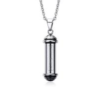 Rockyu Collier mantra bouddhiste pour homme - Pendentif cylindrique en acier inoxydable argenté - 50,8 cm