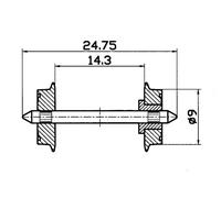 Roco 40194 Paire D'Axles Diamètre Roues 9 Mm, Axe Isolé D'Un Seul Côté