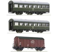 Roco 6200010 Lot de 3 H0 2 : train de voyageurs de la DR Wagon-wagon Reko Baage, wagon de marchandises GMS