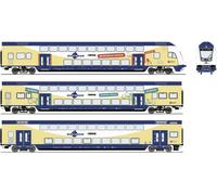 Roco 6210105 Lot de 3 wagons à deux étages H0 le métronome 2nde classe DBpza, 2nde classe DBdpza, voiture de commande 1./2. Classe DABpbbzkfa