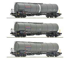 Roco 6600197 Lot de 3 wagons-citernes genre Zacns NACCO échelle H0
