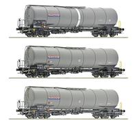 Ensemble de 3 wagons-citernes Roco 6600197, type Zacns NACCO, échelle H0
