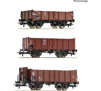 Roco 6600303 Wagon de marchandises CC Ensemble de wagons avec trois wagons de marchandises ouverts de la Deutsche Bundesbahn