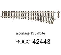 ROCO Aiguillage droit à droite 230 mm 15 degrés - ROCO 42443