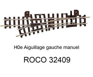 ROCO Aiguillage gauche 134.3 mm 15 degrés voie étroite HOe - ROCO 32409