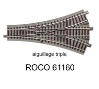 ROCO Aiguillage triple 200 mm 22.5 degrés voie Geoline HO - ROCO 61160