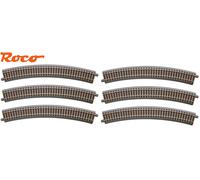 Roco Rail courbe H0 geoLINE 61124 – Lot de 6 avec lit (ballast)