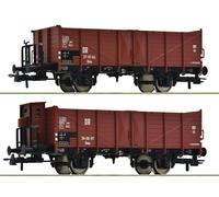 ROCO Set 2x wagons de marchandises ouverts DR ép. III - HO 1/87 - ROCO 6600253