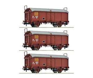 ROCO Set 3x wagons à toit coulissant, SNCF ép IV - HO 1/87 - ROCO 6600173