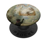 Rococo Chat sur balançoire Vintage Jardin Inspiré Fragonard PopSockets PopGrip Adhésif