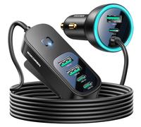 Rocoren 105W Chargeur de Voiture USB C, 6 Port 12V 24V Type C PD3.0 QC3.0 Chargeur Voiture Charge Rapide avec 1.5M Câble, Adaptateur pour iPhone 16/15/14, Samsung S25/S24, Pixel，Xiaomi redmi