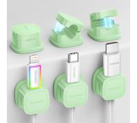 Rocoren Clips Câble,Organisateur de Cables,Accroche Cable,Clips de Câble Autocollants,Support de Câble Magnétique,Convient pour le Bureau, La Table de Nuit, Le Câble de Charge, HDMI, USB (6, Vert)