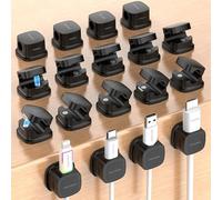Rocoren Clips Câble,Organisateur de Cables,Accroche Cable,Clips de Câble Autocollants,Support de Câble Magnétique,Convient pour le Bureau, La Table de Nuit, Le Câble de Charge, HDMI, USB (18, Noir)