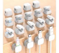 Rocoren Clips Câble,Organisateur de Cables,Accroche Cable,Clips de Câble Autocollants,Support de Câble Magnétique,Convient pour le Bureau, La Table de Nuit, Le Câble de Charge, HDMI, USB (18, Blanc)