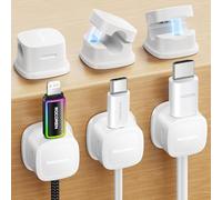 Rocoren Clips Câble,Organisateur de Cables,Accroche Cable,Clips de Câble Autocollants,Support de Câble Magnétique,Convient pour le Bureau, La Table de Nuit, Le Câble de Charge, HDMI, USB (6, Blanc)