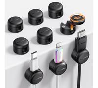 Rocoren Range-câbles magnétiques autocollants, clips de gestion de câbles, supports organisateurs [rotatifs à 360°] pour bureau table de chevet bureau câbles de charge câbles audio lot de 9 (Noir)