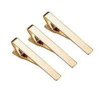 Roctee Lot de 3 pinces à cravate classiques pour homme, argentées, dorées, noires, idéales pour mariage, anniversaire, entreprise, 5,9 cm, cuivre, argent, cuivre, 2.3 in, Cuivre, argent, Cuivre