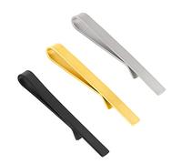 Roctee Lot de 3 pinces à cravate fines pour homme - Noir mat - Élégantes pinces à cravate pour affaires, réunion, remise de diplôme, cérémonie, anniversaire de mariage, fête, 1.97'' * 0.2'', Cuivre