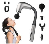 Rocuma Massage Hammer, Massage Gun Deep Tissue with Extension Handle for Pain Relief Deep Tissue, Quiet Percussion Massages Gun for Neck and Back Shoulder (Silver)
