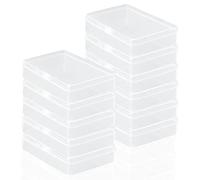 Rocutus Lot de 12 mini boîtes de rangement vides en plastique transparent avec couvercles à charnière pour perles (11,4 x 8,4 x 2,8 cm)