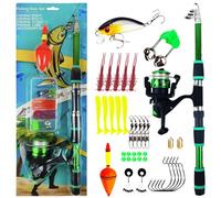 Rod Combo - Kit de canne à pêche et moulinets - Pêche télescopique avec reel Combo - Kit d'équipement de pêche - Kit de pêche en eau salée de mer - Kit d'eau douce - Bâtons de pêche pour pêcheurs