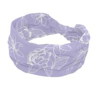 RODAILYCAY Bandeau élastique large pour femme - Motif floral violet - Pour entraînement, Yaga, course à pied, randonnée, exercice