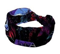 RODAILYCAY Bandeau élastique large pour femme, motif tête de mort d'Halloween, accessoires pour cheveux doux, évacuation de la transpiration pour l'entraînement, Yaga, course à pied, randonnée