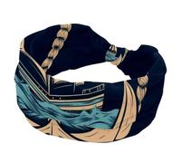 RODAILYCAY Bandeau large élastique pour cheveux - Pour bateau de croisière, gouvernail - Ancre torsadée - Turban - Accessoires pour cheveux pour femme