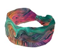 RODAILYCAY Bandeau pour femme avec lignes énigmatiques abstraites, élastiques et larges, accessoires pour cheveux doux, évacuation de la transpiration pour l'entraînement, Yaga, course à pied