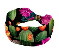RODAILYCAY Bandeaux extensibles pour femme - Accessoires pour cheveux - Motif cactus - Large et doux - Pour yoga, entraînement, sport, course à pied, voyage